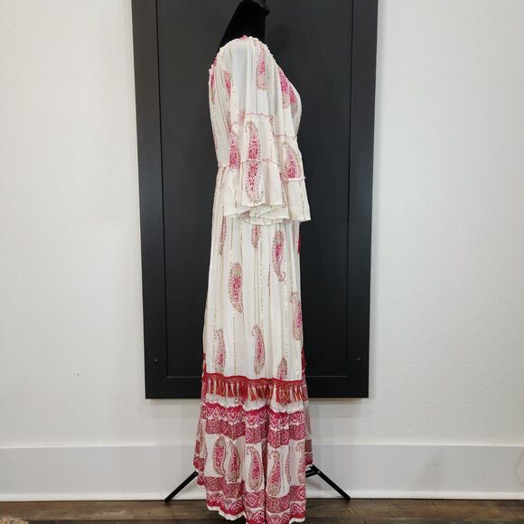 Anthropologie Me 2 Magic Womens Boho Maxi Dress Red/Gold SZ L - Picture 4 of 8
